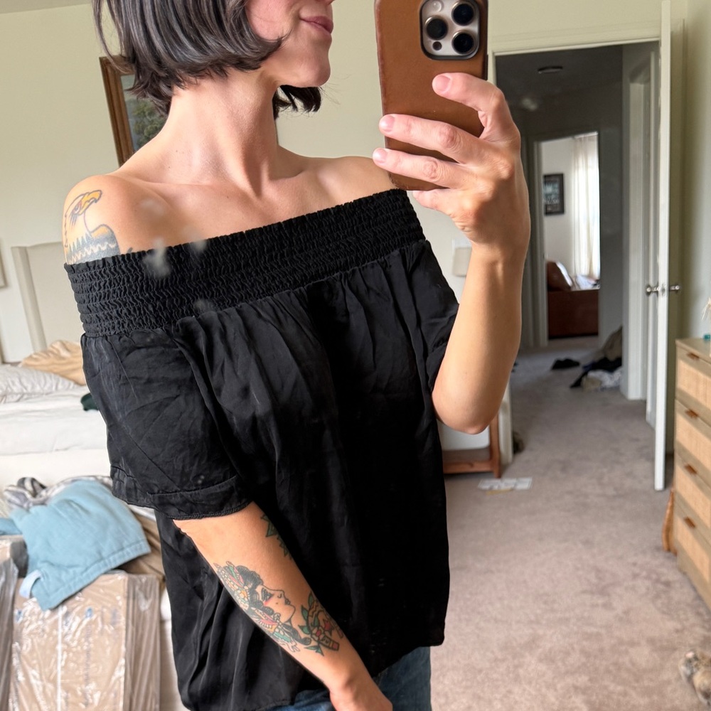 Ralph Lauren Smocked light weight smocked Off-Shoulder Blouse
